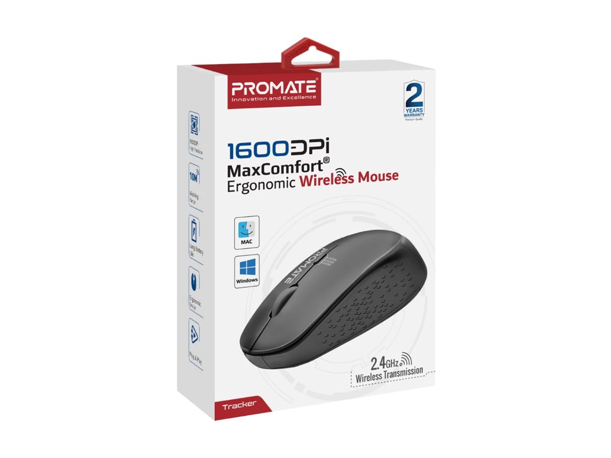 Promate MaxComfort Tracker mouse 1600DPI 2.4 GHz Product shot Left-angle 79600