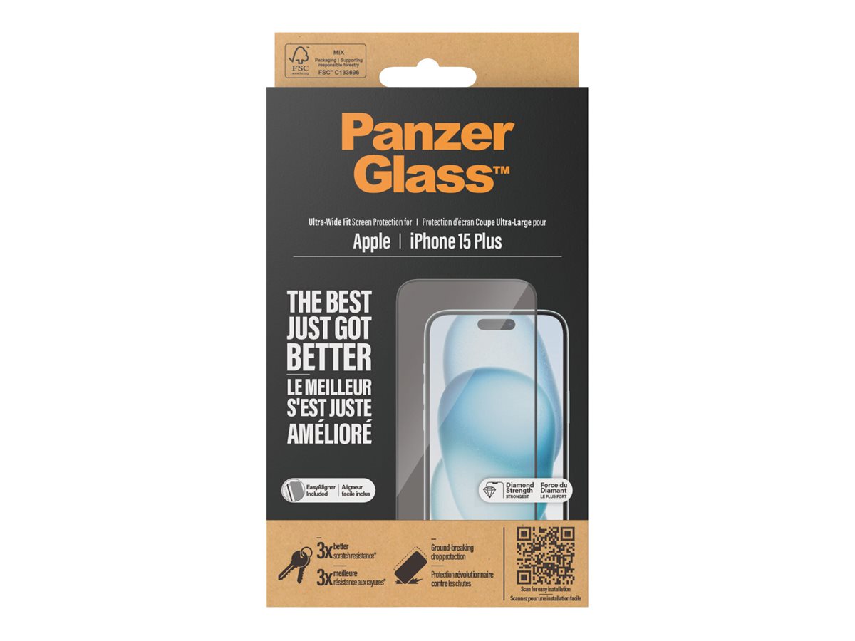 PanzerGlass Ultra-Wide Fit Screen Protector for Apple iPhone 15 Plus