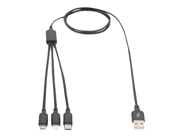 DIGITUS - Lightning-Kabel - USB m?nnlich zu Micro-USB Typ B, Lightning, 24 pin USB-C m?nnlich - 1 m - Schwarz - unterst?tzt Stromversorgung