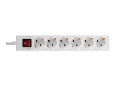 Multiprise 6 prises Schuko avec interrupteur, blanc