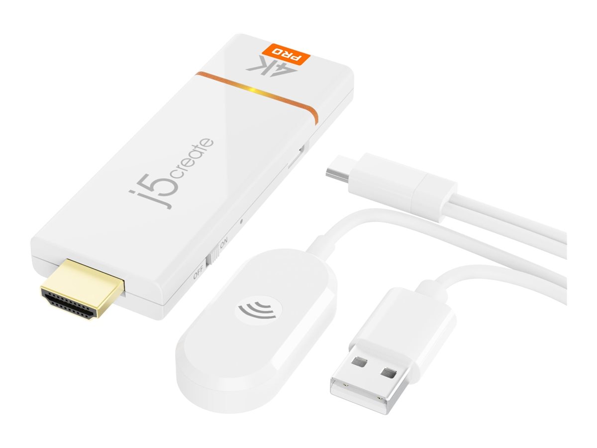 j5create ScreenCast 4K JVAW76PRO wireless video/audio extender Product shot Right-angle 79850