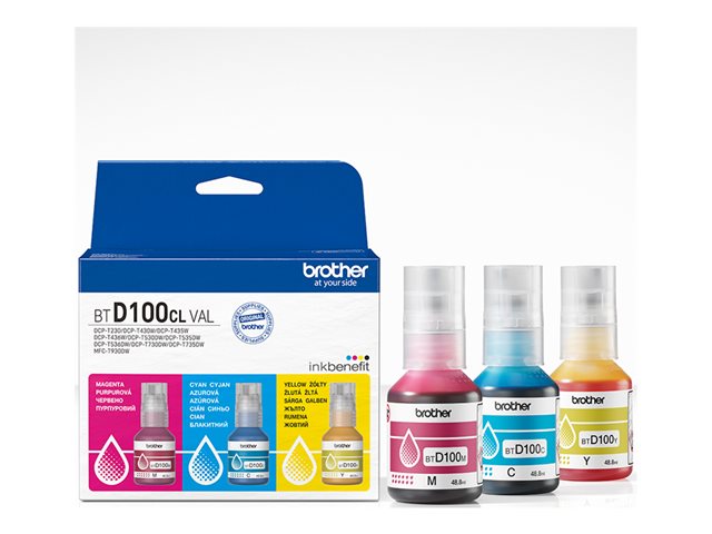 BROTHER BTD100 INK BOTTLE VALUE PK 1XC/M BTD100CLVAL