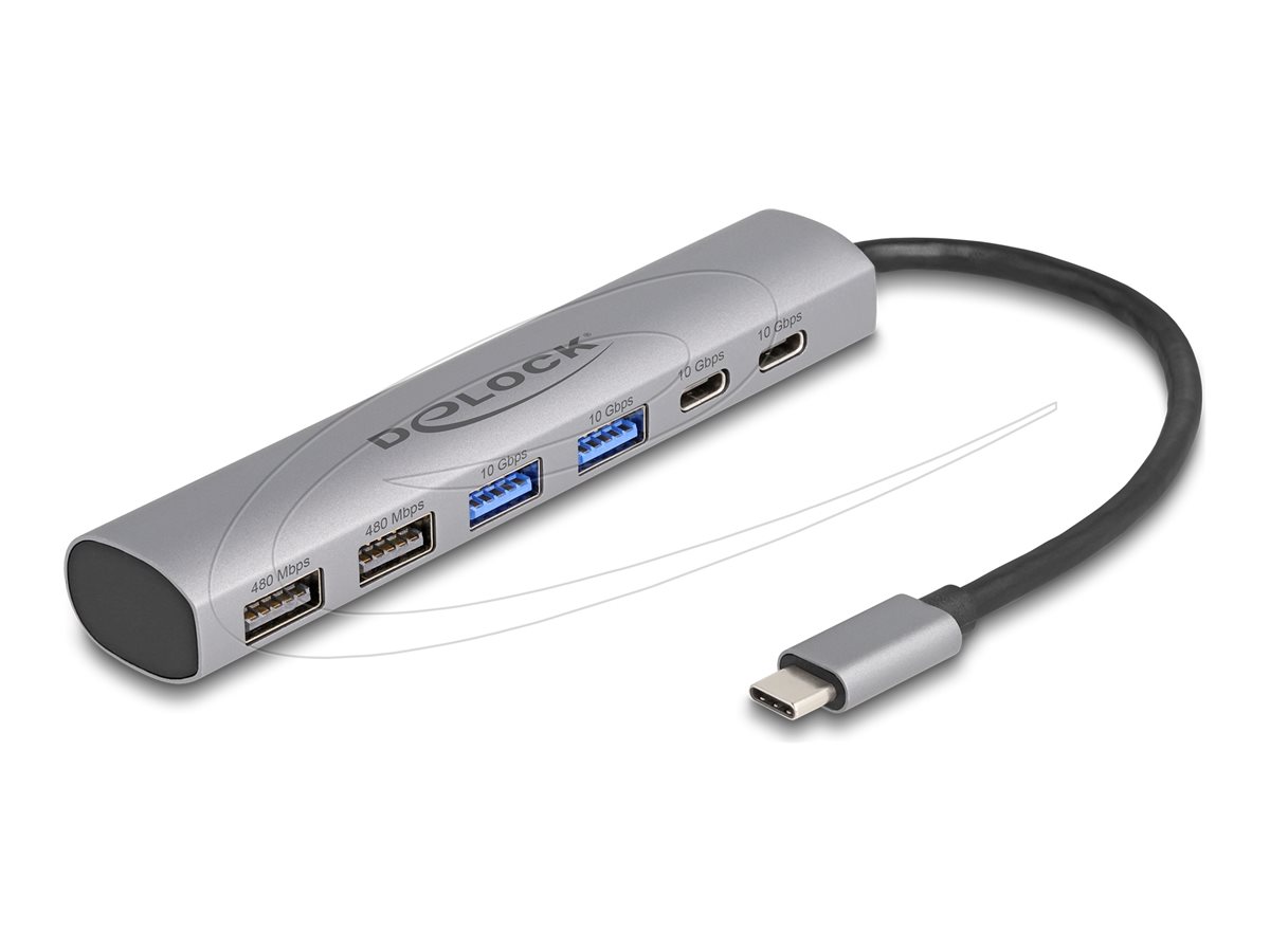 6 Port USB Hub with 4 x USB Type-A femal