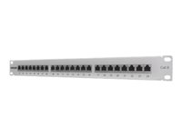 Intellinet Patch Panel, Cat6, FTP, 24-Port, 1U, Shielded, 90° Top-Entry Punch-Down Blocks, Grey Grå