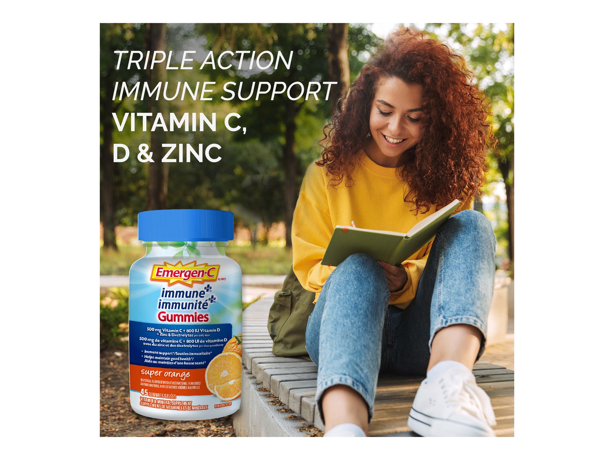 Emergen-C Immune Plus Gummies - Super Orange - 45's