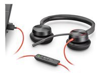 Poly Blackwire C5220 - Blackwire 5200 series - headset - on-ear - wired - active noise canceling - 3.5 mm jack, USB-C - black - Certified for Skype for Business, Certified for Microsoft Teams, Avaya Certified, Cisco Jabber Certified