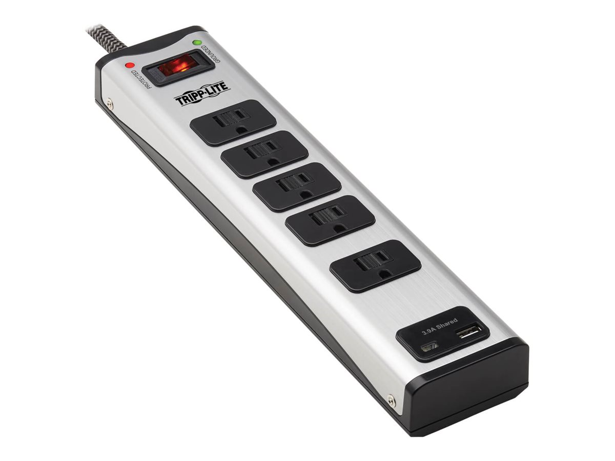 Tripp Lite Surge Protector Power Strip 5-Outlet Metal USB-A USB C Charging
