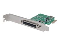 Manhattan PCI Express Card, 1x Parallel DB25 port, 2.0 Mbps, IEEE 1284, x1 x4 x8 x16 lane buses, Supports EPP/ECP/SPP modes, Three Year Warranty, Box Parallel adapter PCI Express x1 2Mbps