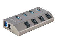 StarTech.com 4-Port Self-Powered USB-C Hub Individual On/Off es, USB 3.0 5Gbps Expansion Hub w/Power Supply, Desktop/Laptop USB-C to USB-A Hub, 4x BC 1.2 (1.5A), USB Type C Hub - USB-C/A Host Cables (5G4AIBS-USB-HUB-EU) Hub 4 porte USB