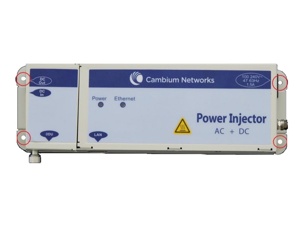 Cambium Networks PoE injector Product shot Front 79650