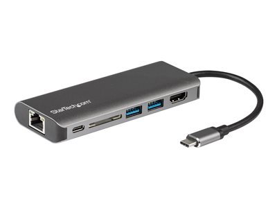 StarTech.com USB C Multiport Adapter, Portable USB Type-C Travel Dock, 4K HDMI, 2-pt USB Hub, SD, GbE, 60W PD Pass-Through, USB-C Laptop Dock with USB-C SD Card Reader and Power Delivery