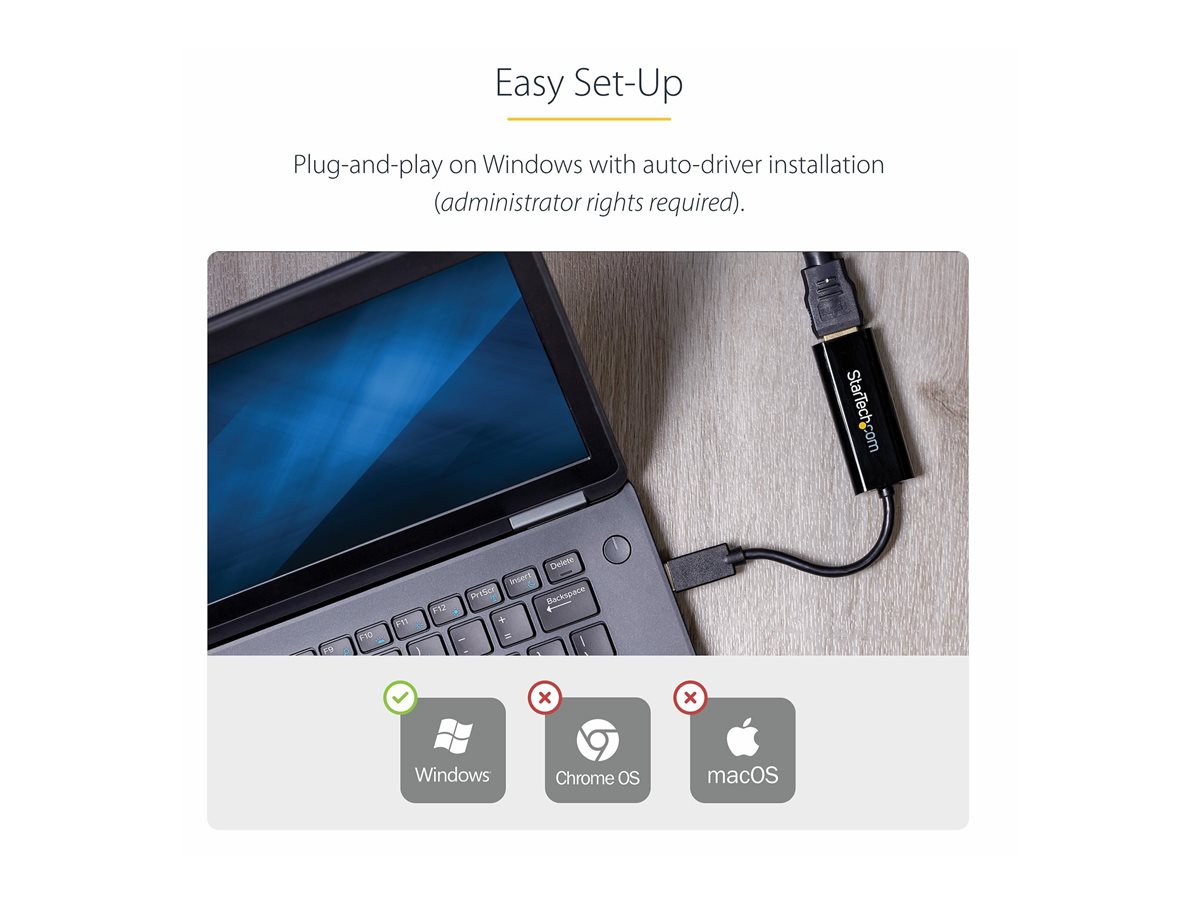 StarTech.com USB 3.0 to HDMI Adapter, 1080p (1920x1200), Slim/Compact USB to HDMI Display Adapter Converter for Monitor, USB Type-A External Video & Graphics Card, Black, Windows Only - USB to HDMI Adapter (USB32HDES) - kabel adaptéru - HDMI / USB - kompatibilní s TAA - 19 cm – foto 12