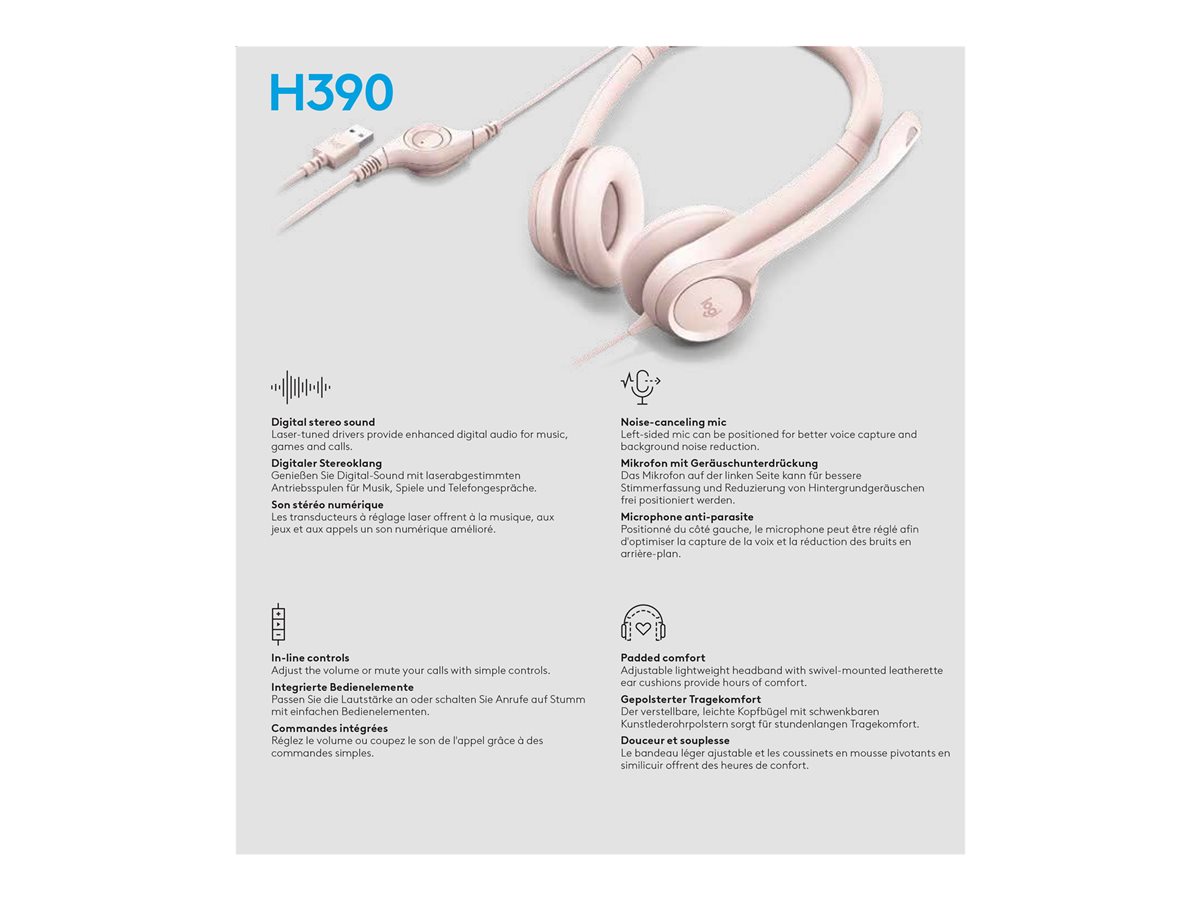 Logitech H390 - Náhlavní souprava - kabelové - USB-A - růžová KRn – foto 13