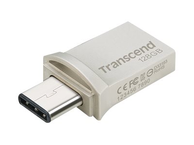 Transcend JetFlash 890 128GB USB 3.1 Gen 1 / USB-C Sort Sølv