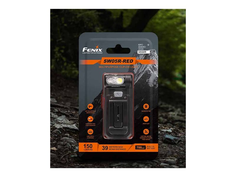 Fenix SW05R-RED Clip-On Flashlight – Swivel Head, Magnetic Tail, Red/White Light, USB-C Rechargeable - View #2