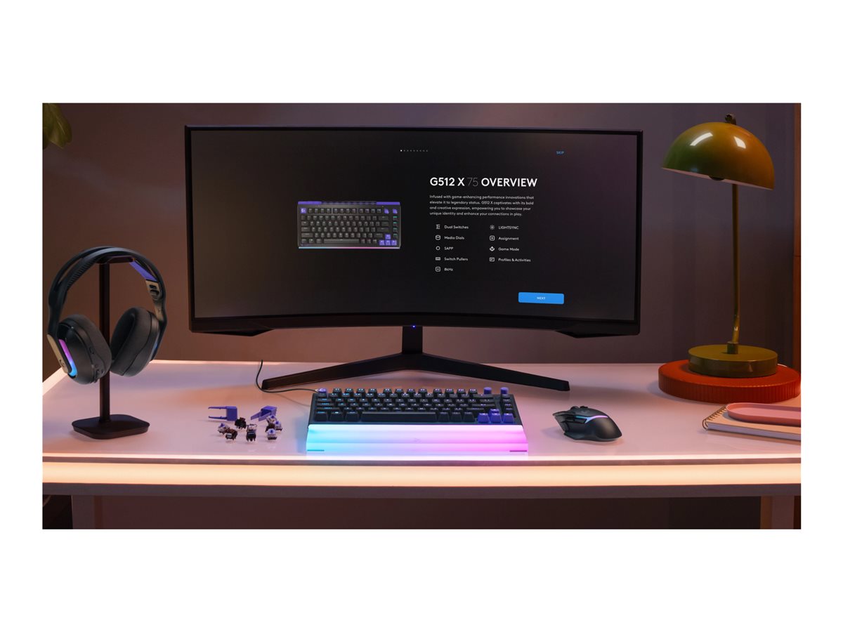 Logitech G G512 X 75 - klávesnice - TMR analogový, mechanický, lineární styl - s LED indikátor - QWERTY - Mezinárodní angličtina - černá Vstupní zařízení – foto 8