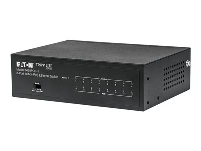 Eaton Tripp Lite series Desktop Gigabit Ethernet Unmanaged Switch with PoE+ 8-Port 10/100/1000 Mbps 60W Metal