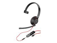 Poly Blackwire C5210 - Blackwire 5200 series - headset - on-ear - wired - active noise canceling - 3.5 mm jack, USB-C - black - Certified for Skype for Business, Certified for Microsoft Teams, Avaya Certified, Cisco Jabber Certified
