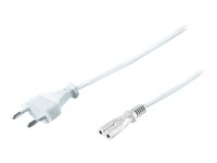 MicroConnect Strøm IEC 60320 C7 Europlug (strøm CEE 7/16) (male) Hvid 3m Strømkabel
