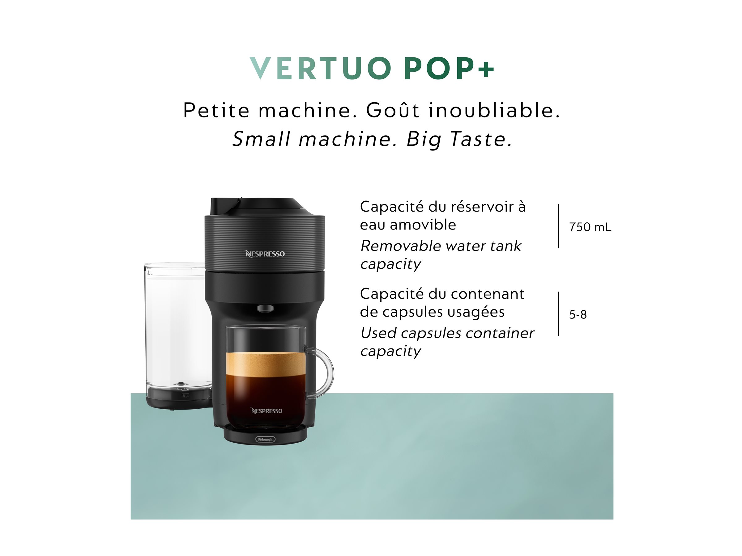 De'Longhi Nespresso Vertuo Pop+ Coffee Machine - Liquorice Black - ENV92BTUCA