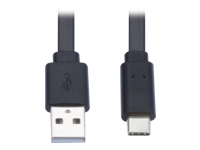 Eaton Tripp Lite Series USB-A to USB-C Flat Cable - M/M, USB 2.0, Black, 3 ft. (0.91 m)