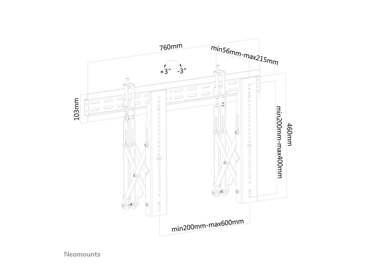 NEOMOUNTS VW1000 Videowall Mount Fix 32-75inch max 50kg VESA max 600x400 ADistance to wall 5-20cm