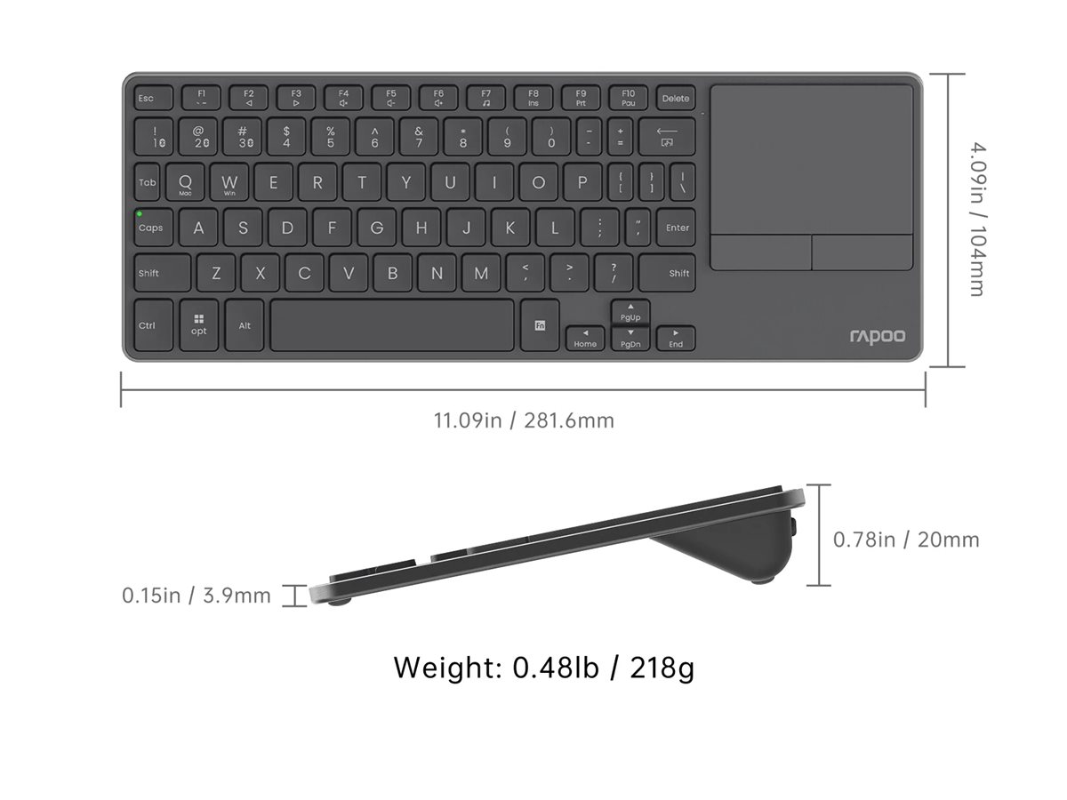 Rapoo E900T keyboard portable mini with touchpad black Input Usage / lifestyle Front 72725