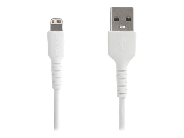 StarTech.com 3 ft(1m) Durable White USB-A to Lightning Cable, Heavy Duty Rugged Aramid Fiber USB Type A to Lightning Charger/Sync Power Cord, Apple MFi Certified iPad/iPhone 12 Pro Max - iPhone 7/8/11/11 Pro