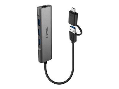 LINDY USB 3.2 Gen 1 Hub & Gigabit