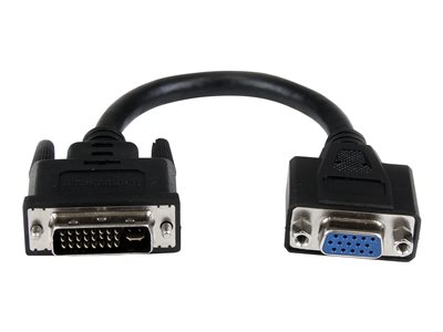 StarTech.com Câble adaptateur DVI vers VGA de 20cm - Convertisseur DVI-I  vers HD15 - Mâle / Femelle - Noir - adaptateur VGA - 7.9 in