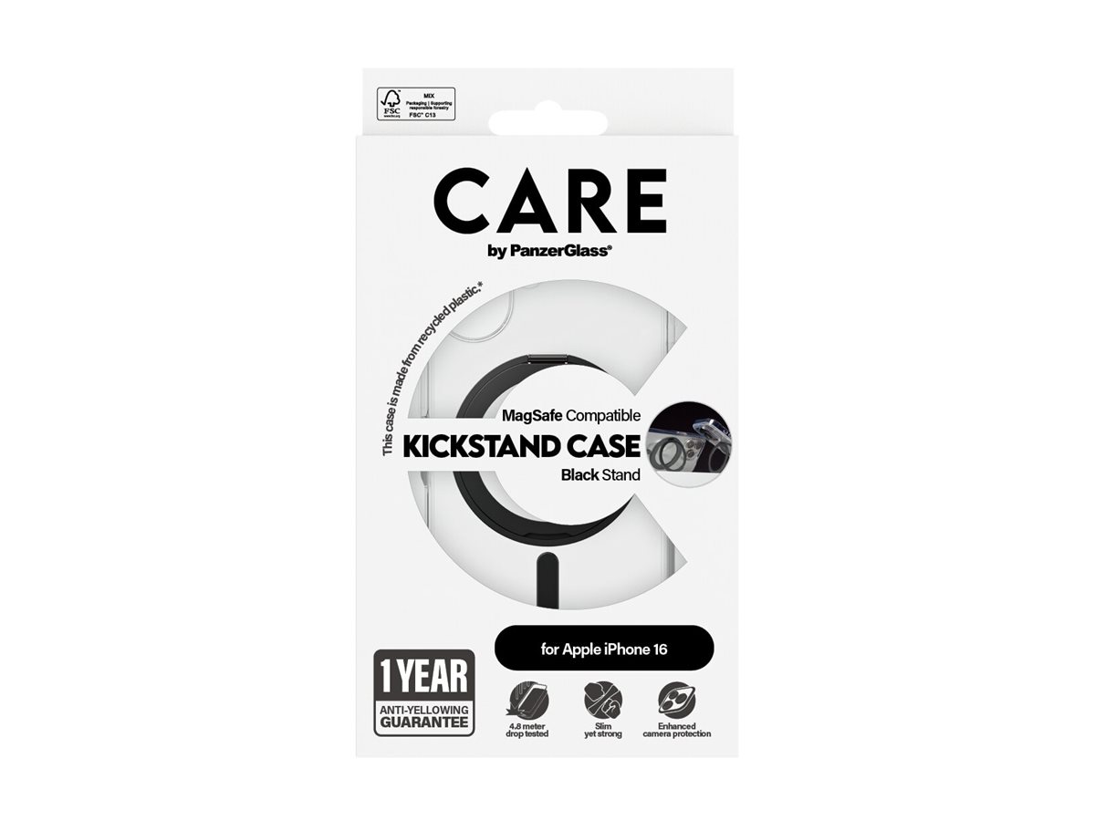 PanzerGlass CARE kryt Apple iPhone 16 MagSafe KickStand čirý/černý – foto 4
