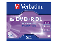 Verbatim - 5 x DVD+R DL - 8.5 GB (240min) 8x - matt silver - jewel case