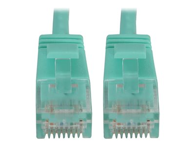 Eaton Tripp Lite Series Cat6a 10G Snagless Molded Slim UTP Ethernet Cable (RJ45 M/M), PoE, Aqua, 1 ft. (0.3 m)