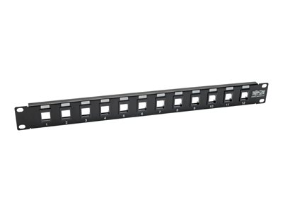 Tripp Lite 12-Port 1U Rack-Mount Unshielded Blank Keystone/Multimedia Patch Panel, RJ45 Ethernet, USB, HDMI, Cat5e/6
