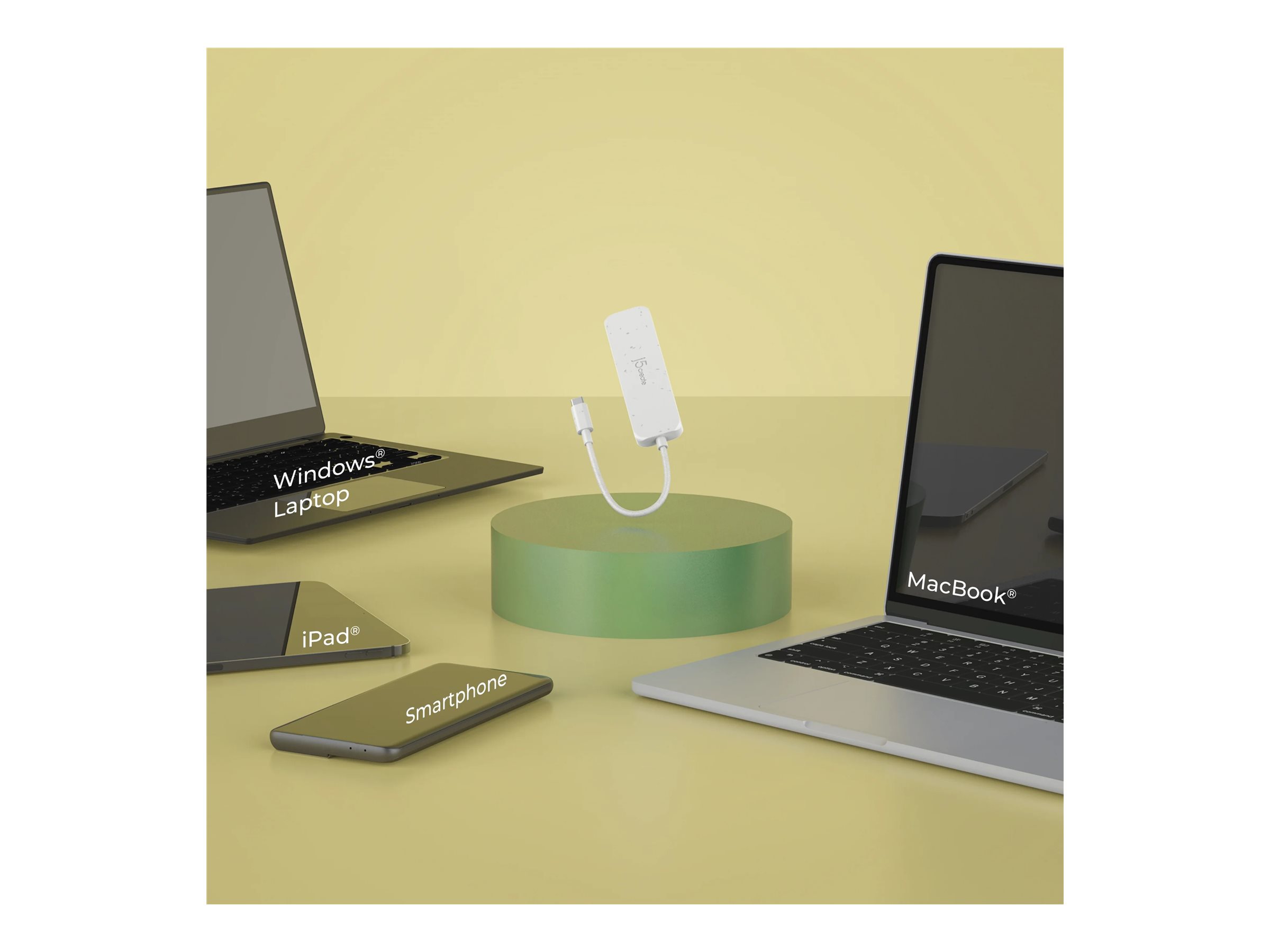 j5create JCH341EW hub eco-friendly USB-C 4 Product shot Multi-angle 79100