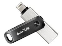 SanDisk iXpand Go 256GB USB 3.0 / Apple Lightning Sort Sølv