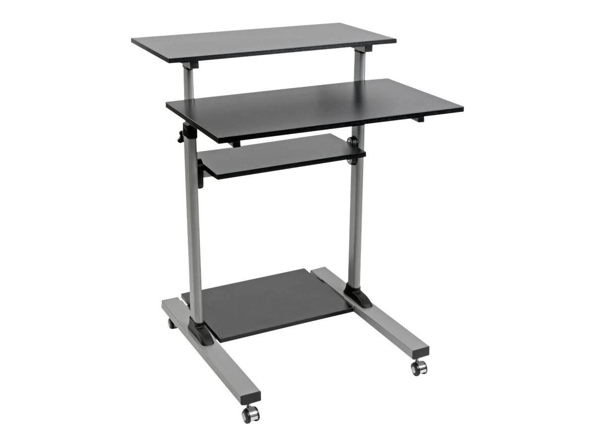 Eaton Tripp Lite Series Rolling Desk TV/Monitor Cart - Height Adjustable Stående skrivebord Stål Sort Skole Kontor Hjem Hjemmekontor