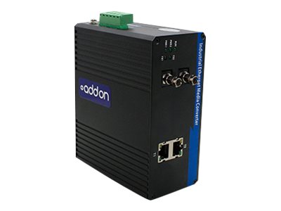 AddOn 1Gbs 2 RJ-45 to 2 ST Industrial Media Converter