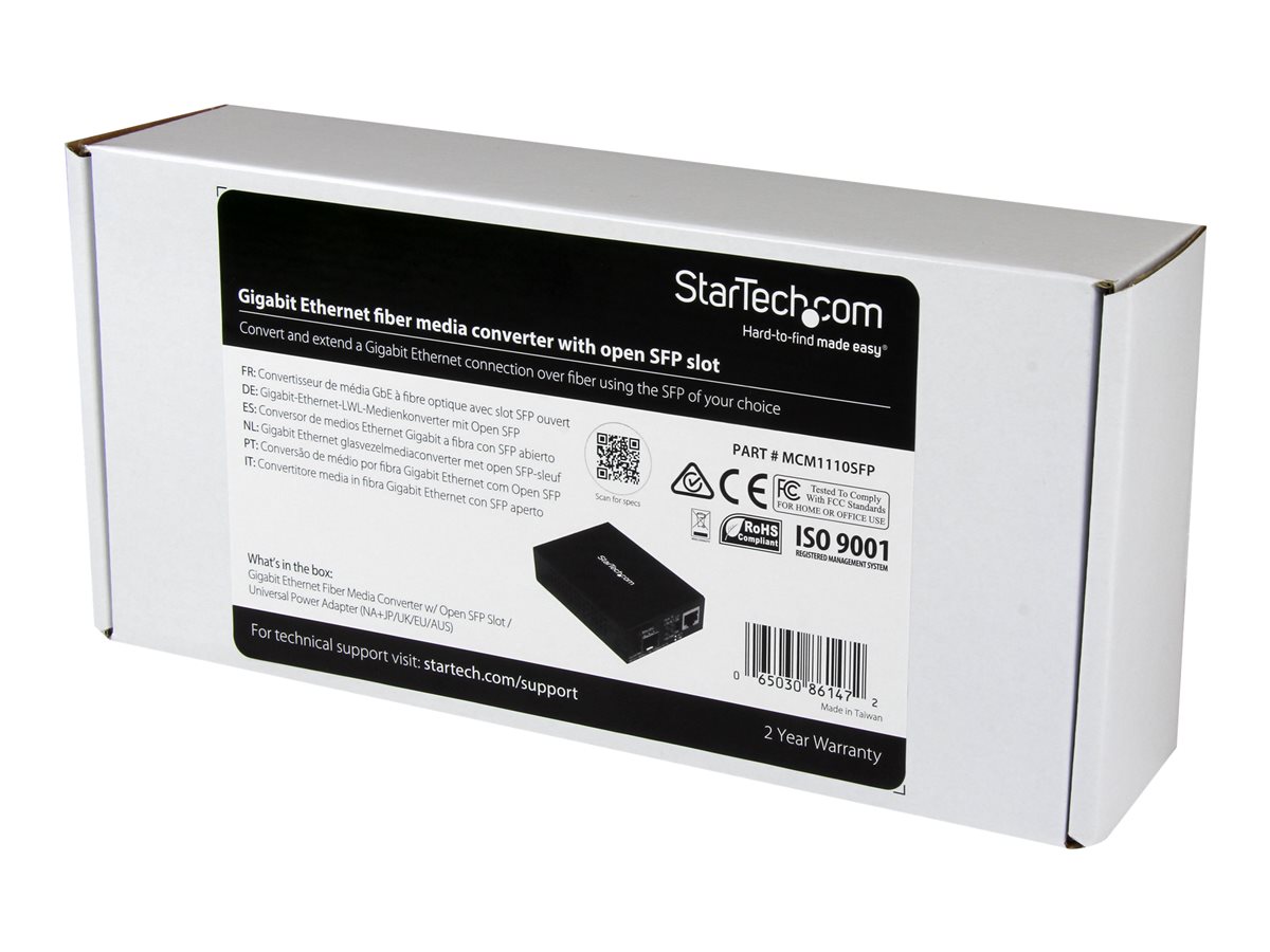 StarTech.com Multimode / Single Mode Fiber Media Converter - Open SFP Slot - 10/100/1000Mbps RJ45 Port - LFP Supported - IEEE 802.1q Tag VLAN - (MCM1110SFP) - konvertor médií s optickými vlákny - 10Mb LAN, 100Mb LAN, 1GbE – foto 2