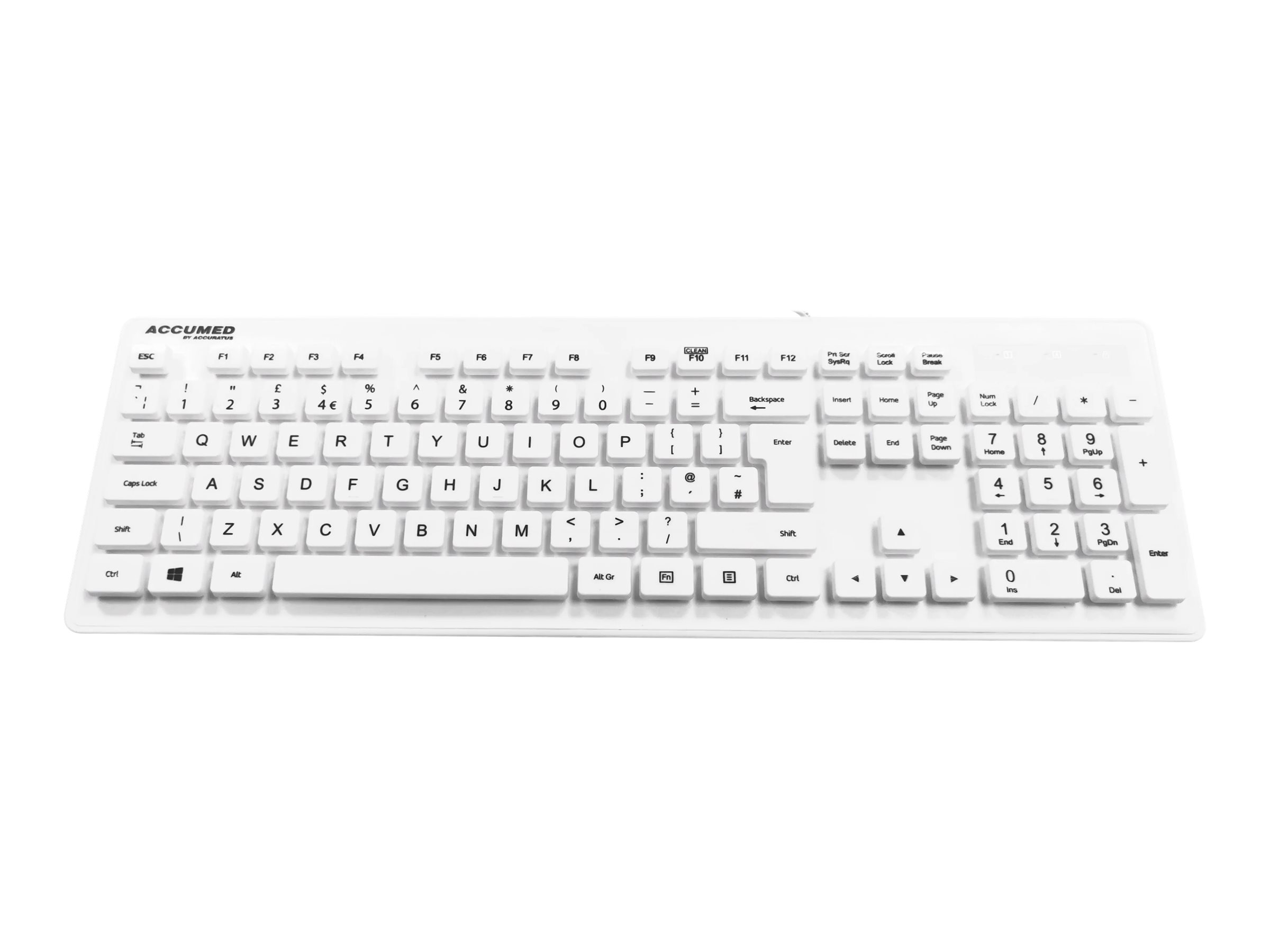 An image of Accuratus AccuMed AQUA - keyboard - antibacterial - QWERTY - UK - pure white Input Device
