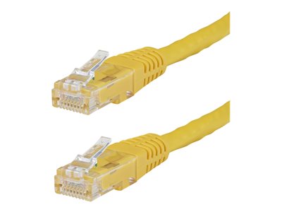 StarTech.com 1ft CAT6 Ethernet Cable, 10 Gigabit Molded RJ45 650MHz 100W PoE Patch Cord, CAT 6 10GbE UTP Network Cable with Strain Relief, Yellow, Fluke Tested/Wiring is UL Certified/TIA