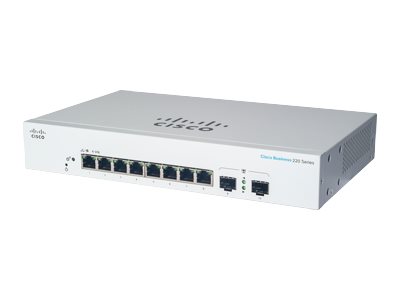 Cisco Business 220 Series CBS220-8T-E-2G switch 10 ports smart Product shot Right-angle 79250
