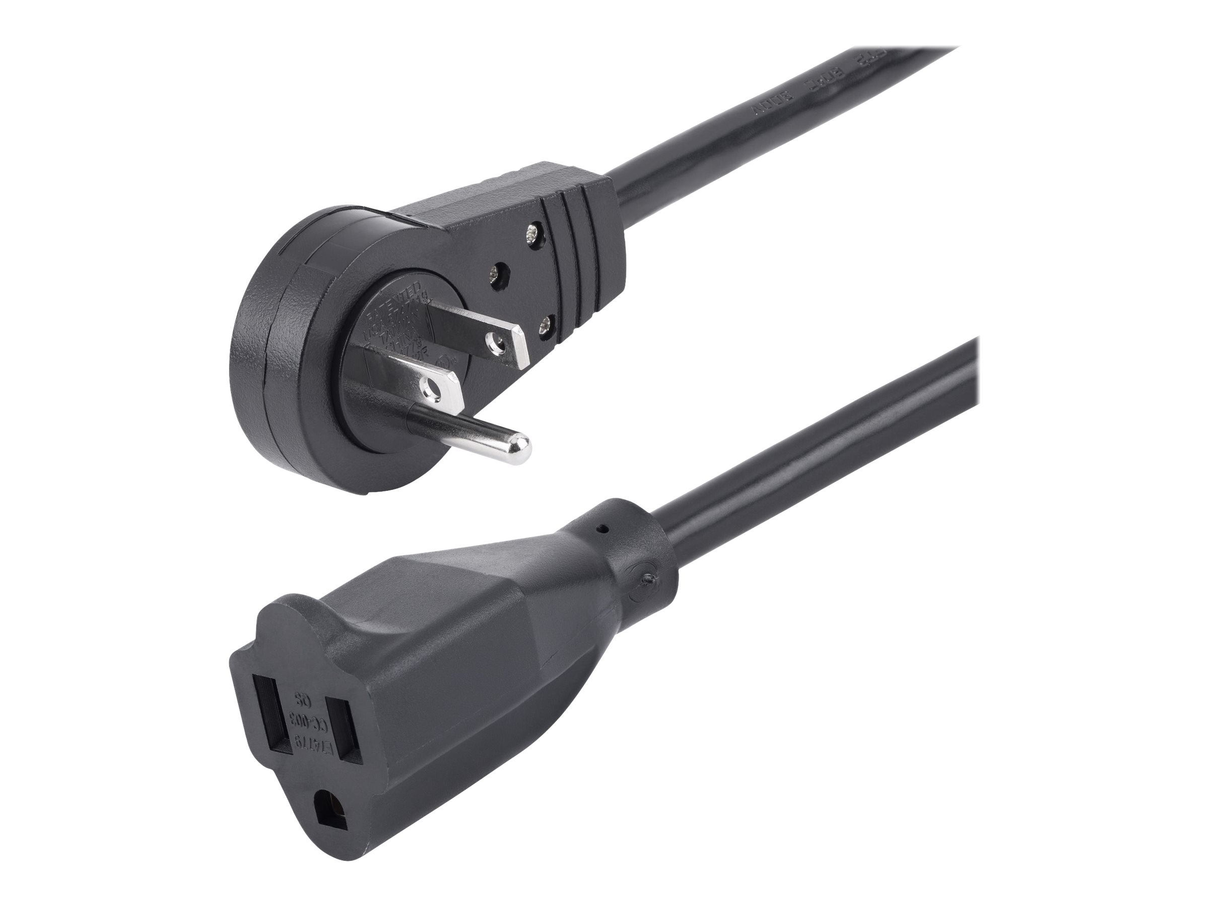 StarTech 3ft Power Extension Cord, Rotating Flat Plug Extension Cord, NEMA 5-15P to NEMA 5-15R Cable, 16 AWG, 125V/13A