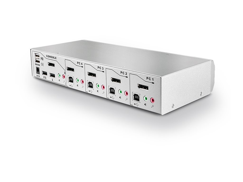Switch KVM DisplayPort 1.2, USB 2.0 & audio, 4 ports