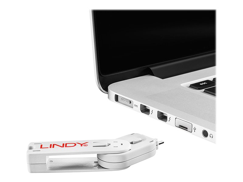 Clé USB et 4 bloqueurs de ports USB, Blanc