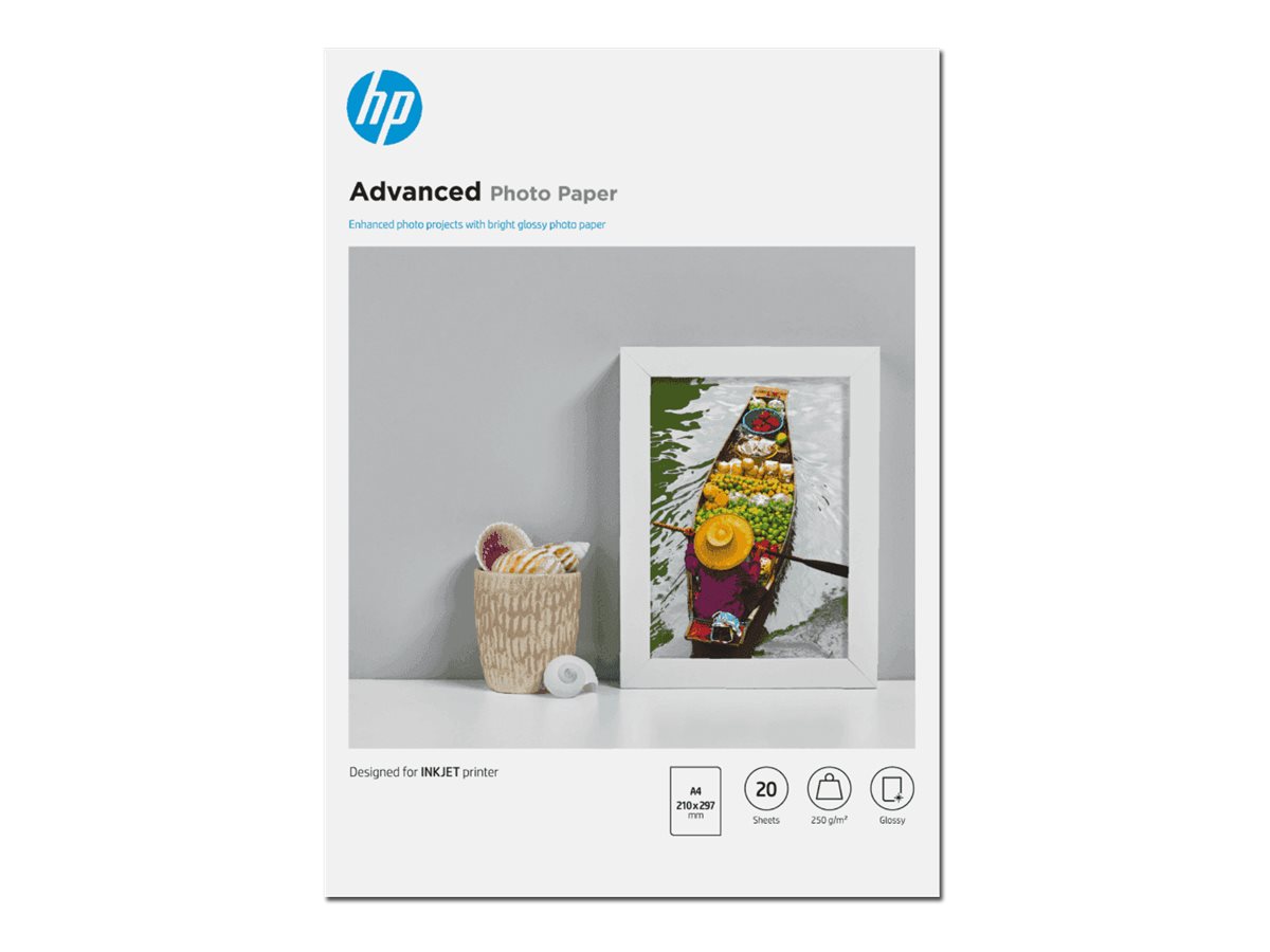 HP Advanced photo paper glossy 20 sheet(s) A4 250 Product shot Right-angle 79850