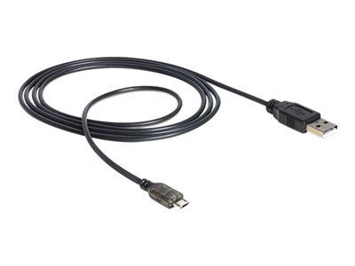 DELOCK USB Kabel A -> Micro-B St/St 1.50m mit LED sw - 83272