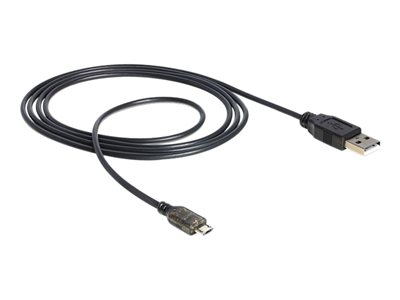 DELOCK USB Kabel A -> Micro-B St/St 1.50m mit LED sw