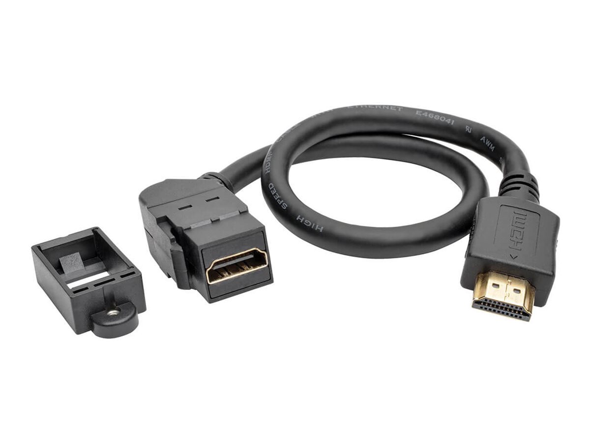 Tripp Lite HDMI w/ Ethernet Keystone Panel Mount Extension Cable All in One Angled 1'