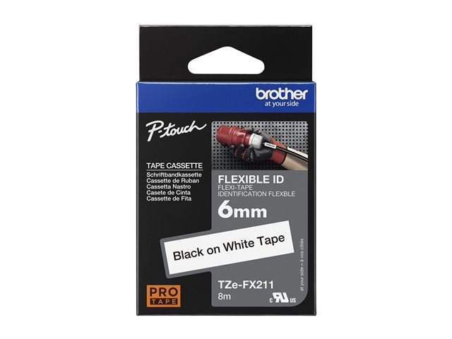 Ruban TZ flexible 6mm Noir/Blanc